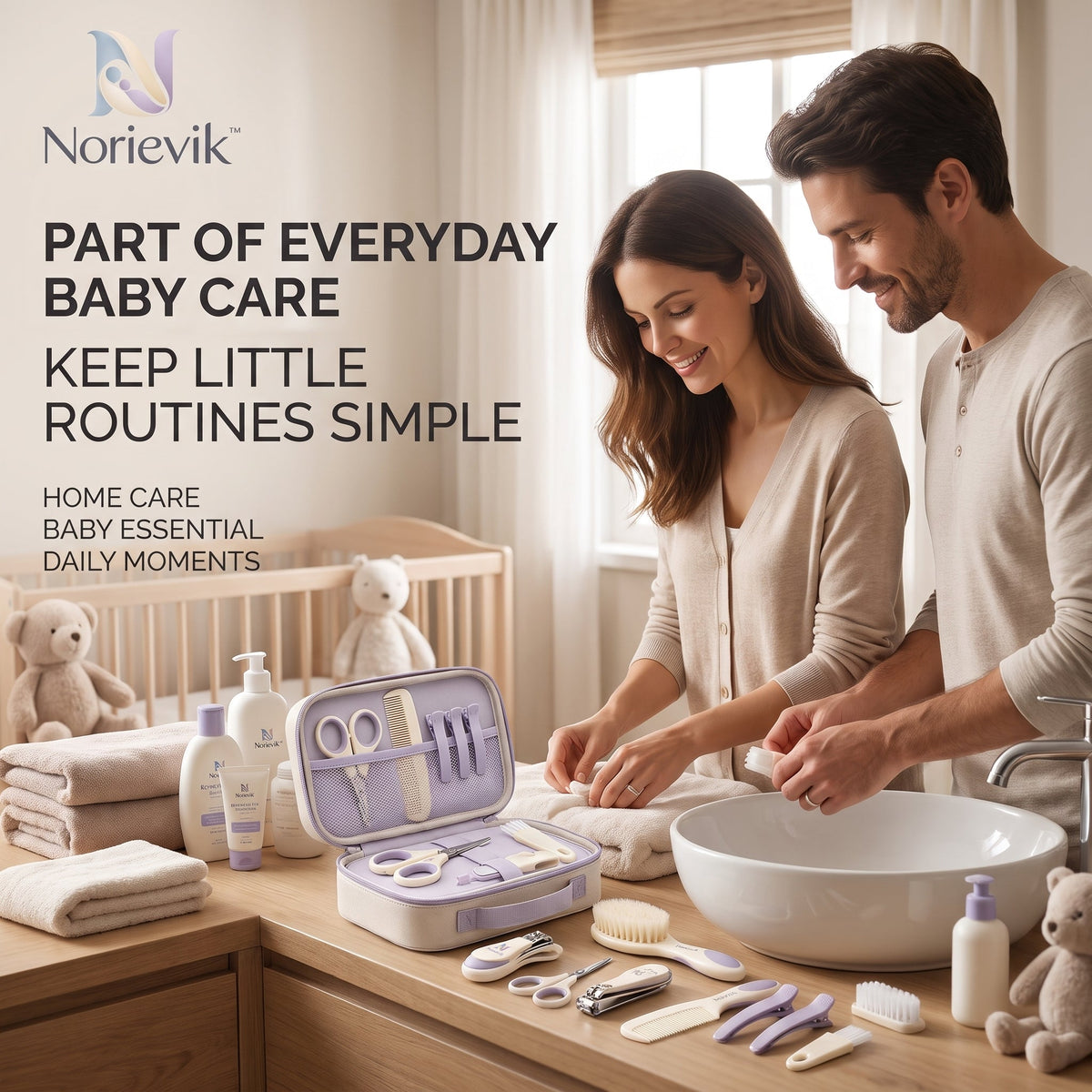 Norievik™ GentleTrim Baby Haircut Kit – Quiet Infant Hair Clipper Set for Safe At-Home Trimming, Grooming & Everyday Hair Care