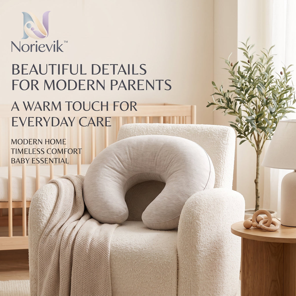 Norievik™ NestEase Nursing Pillow – Ergonomic Feeding Support Cushion for Breastfeeding, Bottle Feeding & Everyday Parent-Baby Comfort