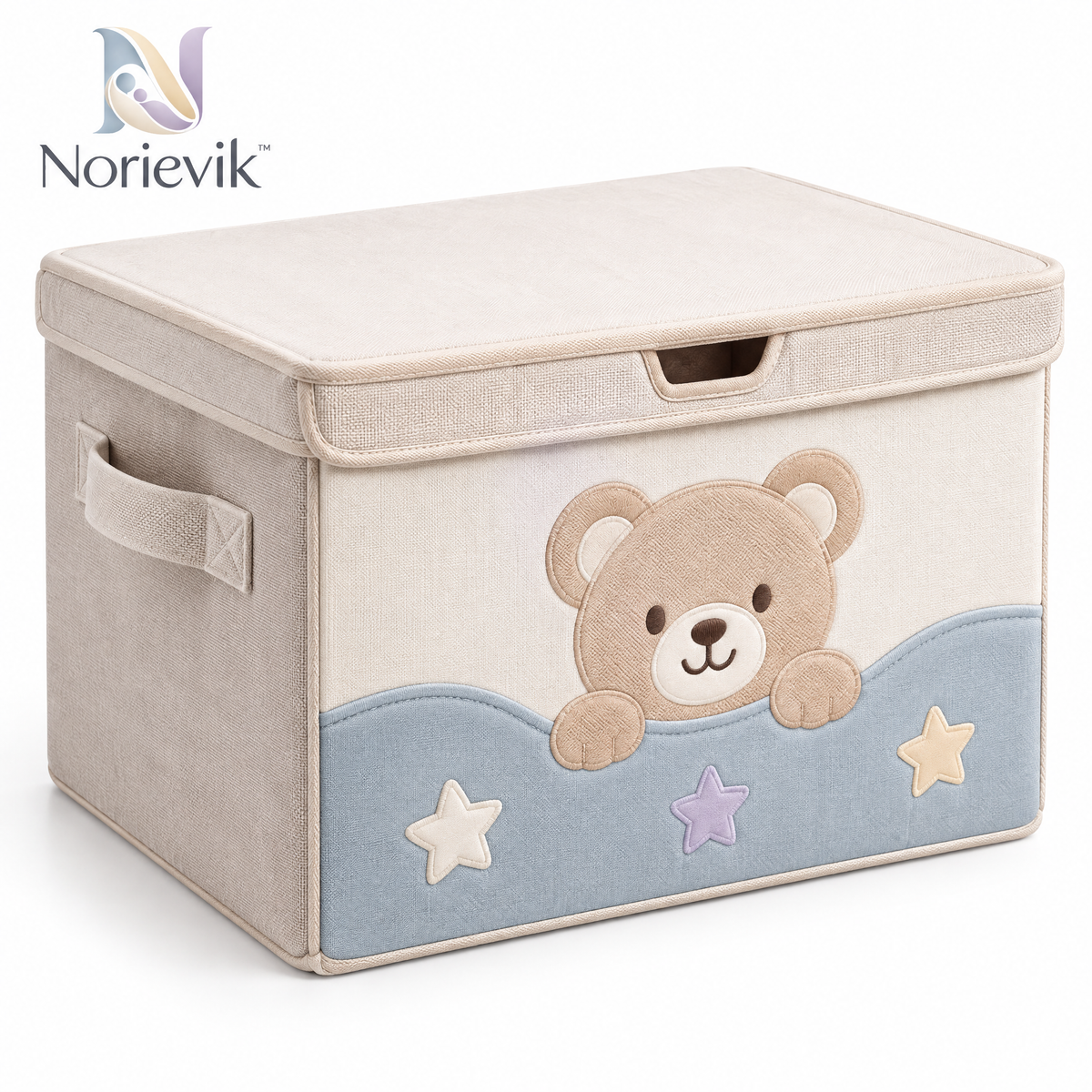 Norievik™ PlayNest Toy Storage Box – Large-Capacity Nursery Organizer for Plush Toys, Building Blocks, Books & Everyday Playroom Storage