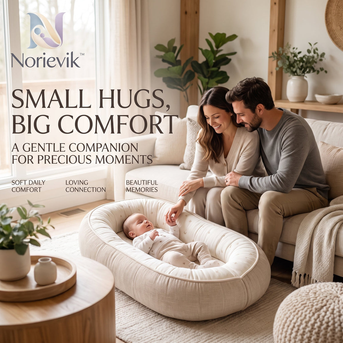 Norievik™ CuddleCloud Baby Support Pillow – Soft Infant Cuddle Cushion for Supervised Lounging, Feeding Support & Everyday Comfort