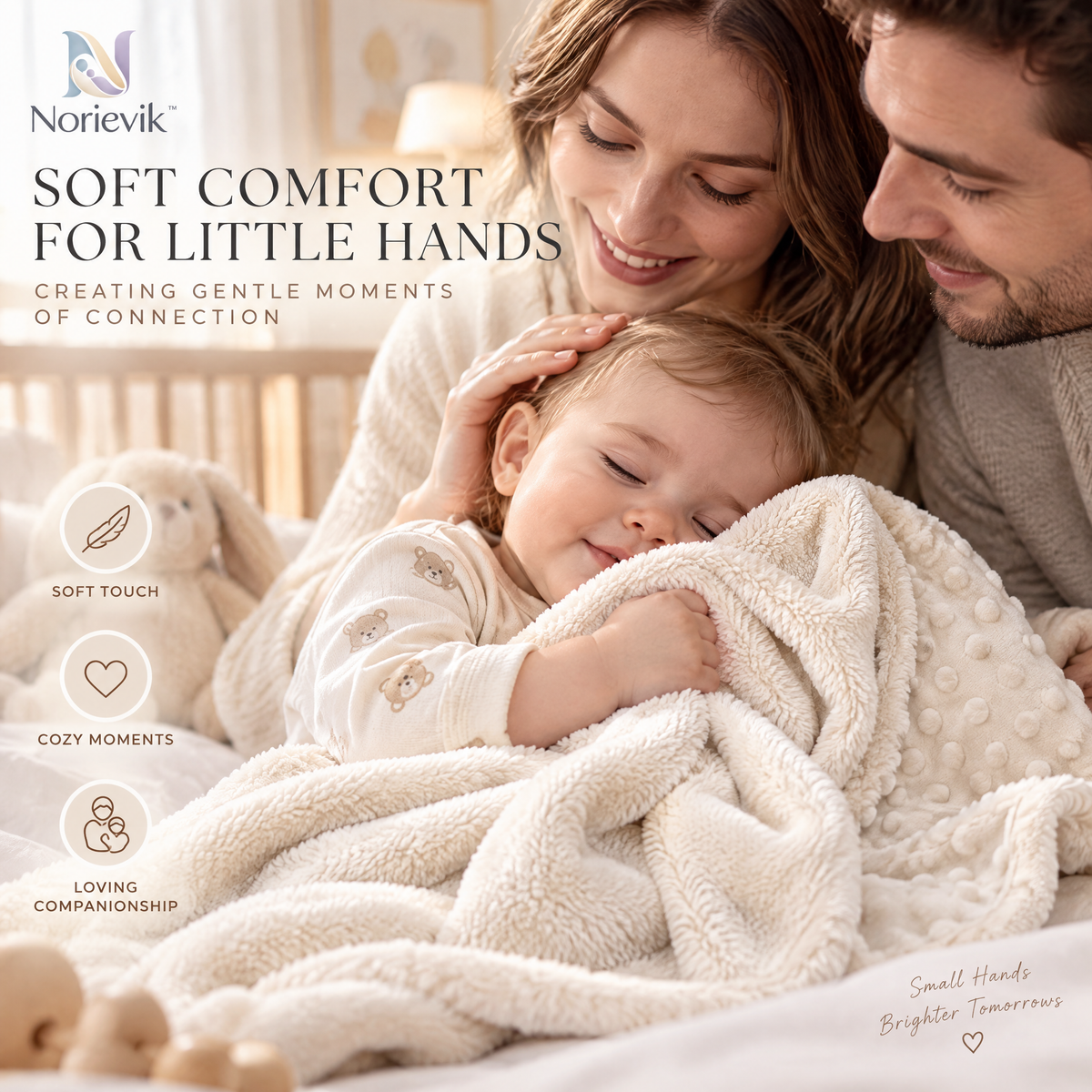Norievik™ CozyNest Baby Comfort Blanket – Soft Security Lovey for Cuddling, Stroller Time, Travel & Everyday Baby Comfort