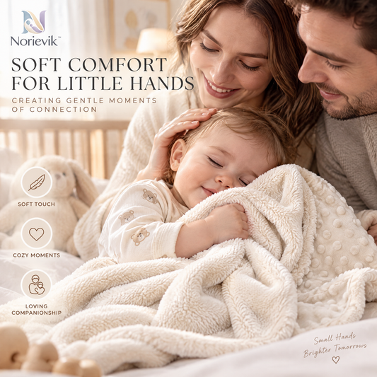 Norievik™ CozyNest Baby Comfort Blanket – Soft Security Lovey for Cuddling, Stroller Time, Travel & Everyday Baby Comfort