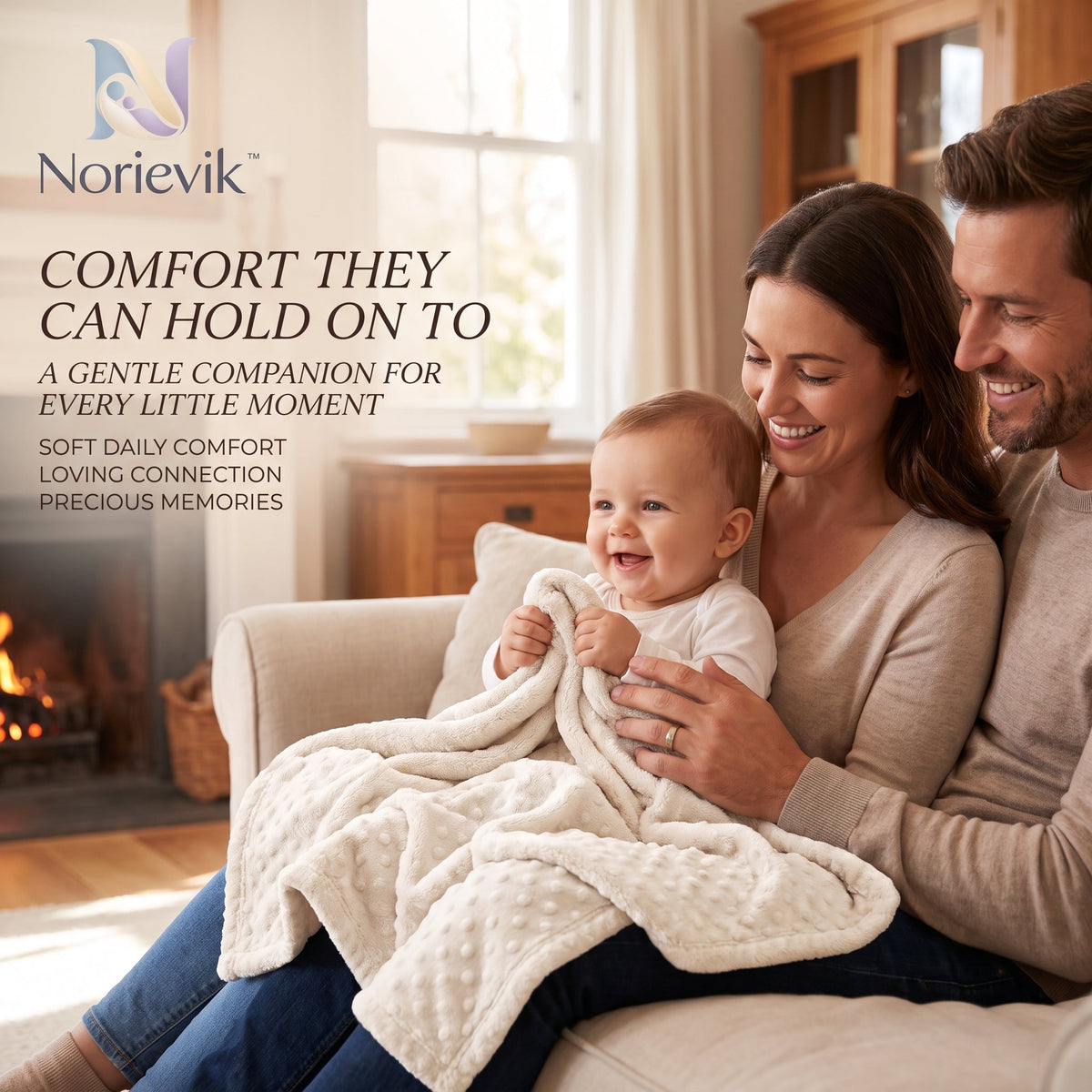 Norievik™ CozyNest Baby Comfort Blanket – Soft Security Lovey for Cuddling, Stroller Time, Travel & Everyday Baby Comfort
