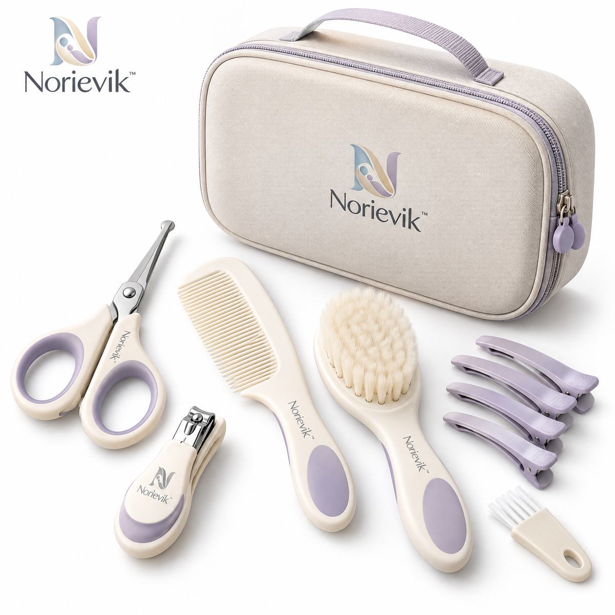 Norievik™ GentleTrim Baby Haircut Kit – Quiet Infant Hair Clipper Set for Safe At-Home Trimming, Grooming & Everyday Hair Care