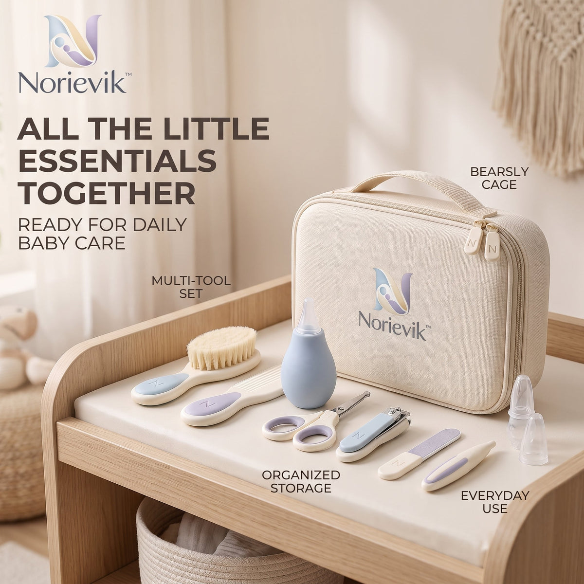 Norievik™ LittleCare Baby Grooming Set – Complete Infant Care Kit for Hair, Nails, Nose & Everyday Home Grooming