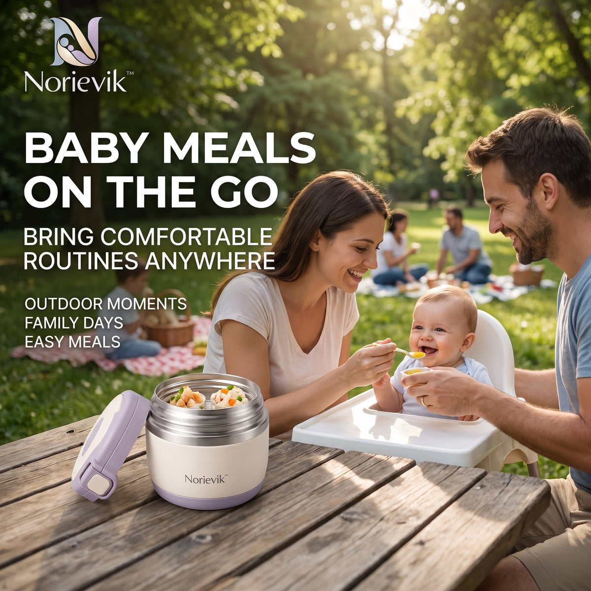 Norievik™ WarmNest Insulated Lunch Box – Portable Thermal Food Container for Kids’ Meals, Snacks, School, Travel & Family Outings