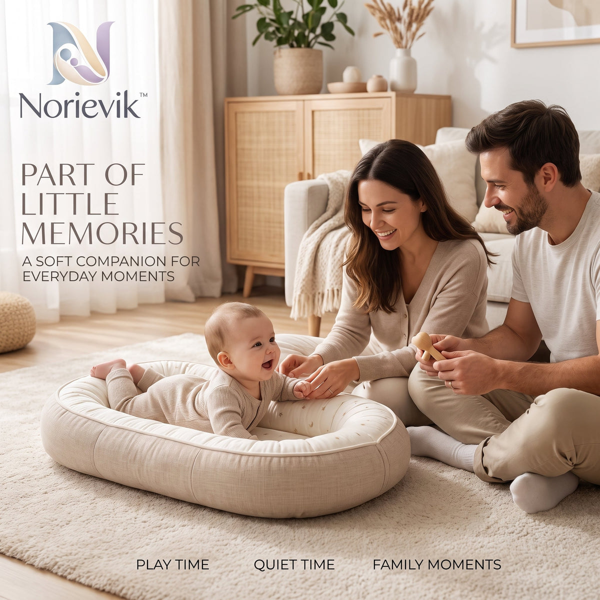 Norievik™ CuddleCloud Baby Support Pillow – Soft Infant Cuddle Cushion for Supervised Lounging, Feeding Support & Everyday Comfort