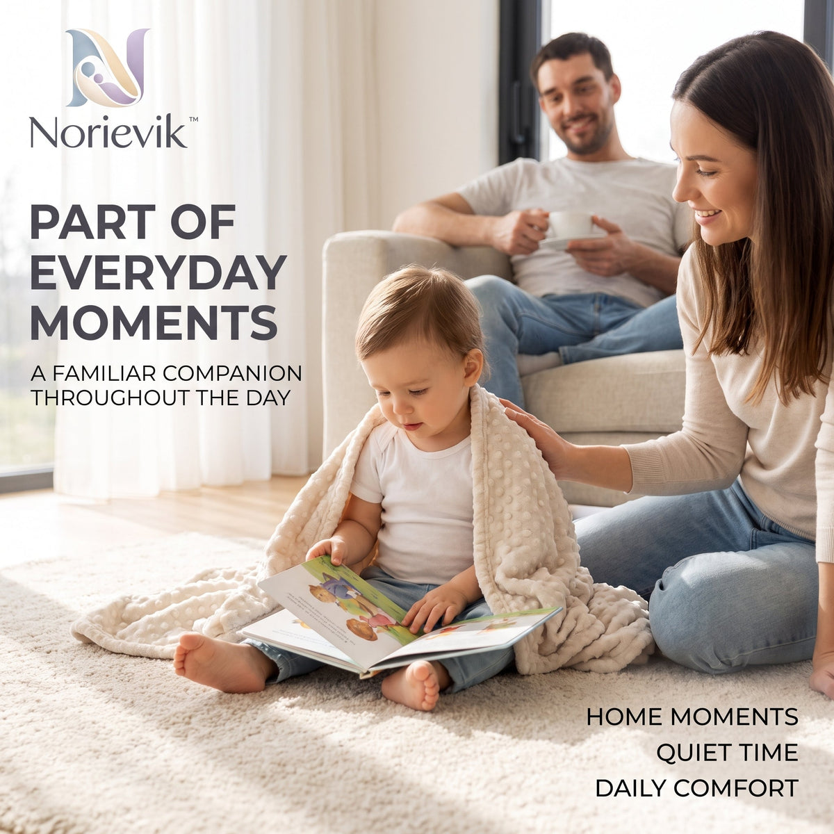 Norievik™ CozyNest Baby Comfort Blanket – Soft Security Lovey for Cuddling, Stroller Time, Travel & Everyday Baby Comfort