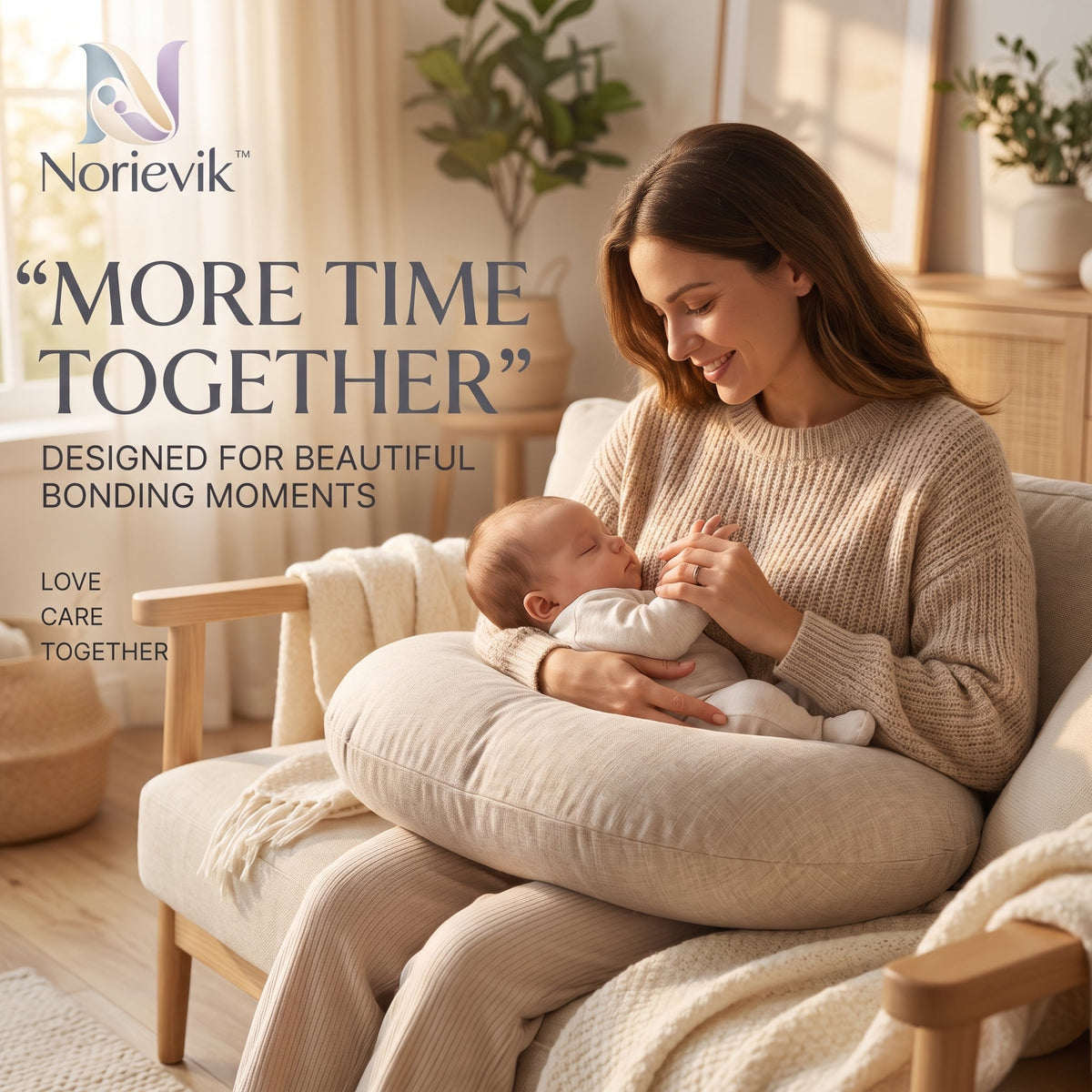 Norievik™ NestEase Nursing Pillow – Ergonomic Feeding Support Cushion for Breastfeeding, Bottle Feeding & Everyday Parent-Baby Comfort